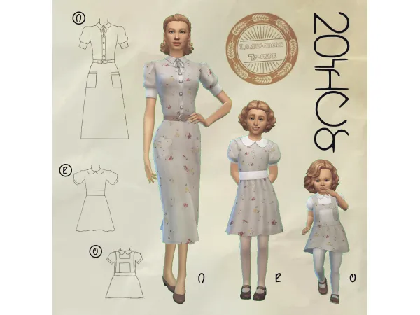 Maxis Match Ida Annie Elsie 1930s Dresses - The Sims 4 Custom Content
