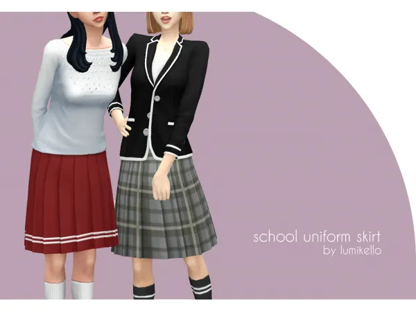 Maxis Match School Uniform Skirt TF EF by Lumikello - The Sims 4 Custom Content
