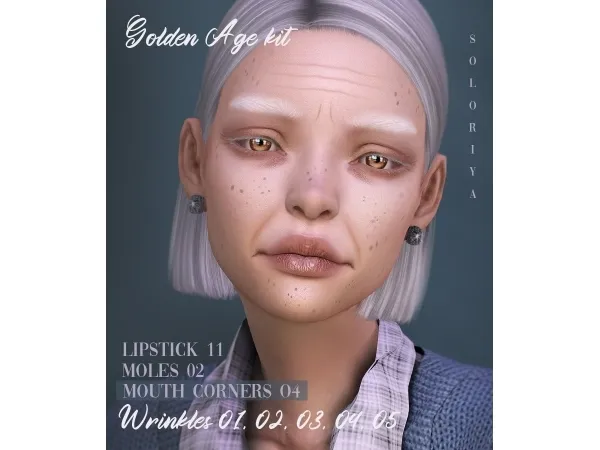 Alpha Lipstick 11 moles 02 mouth corners 04 wrinkles 01 05 by soloriya - The Sims 4 Custom Content