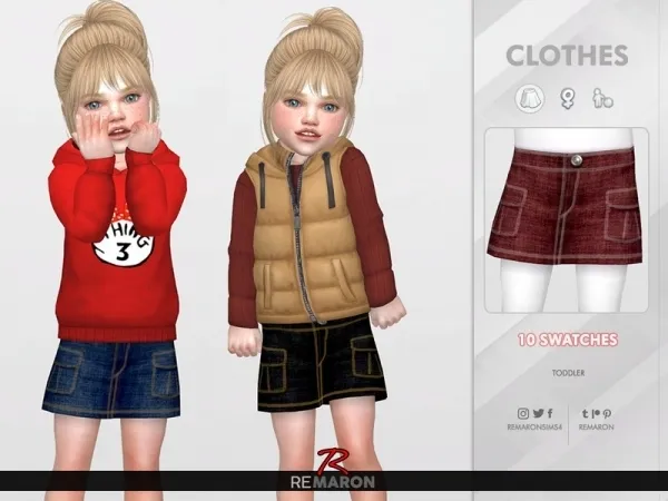 Maxis Match remaron's Denim skirt for Girls 01 - The Sims 4 Custom Content