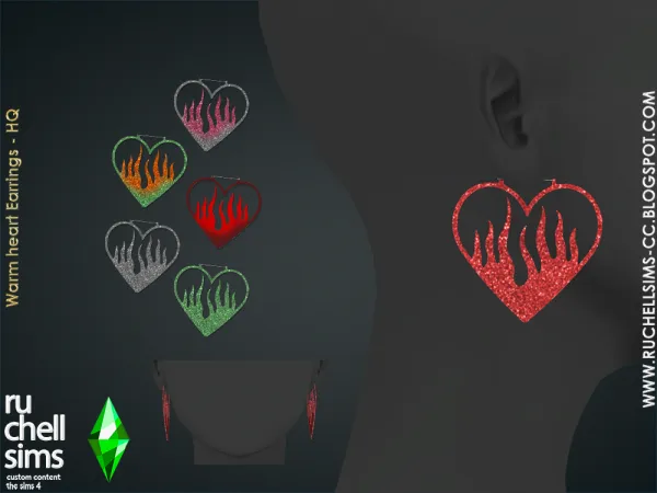 Alpha WARM HEART EARRINGS [FREE GIFT] - The Sims 4 Custom Content