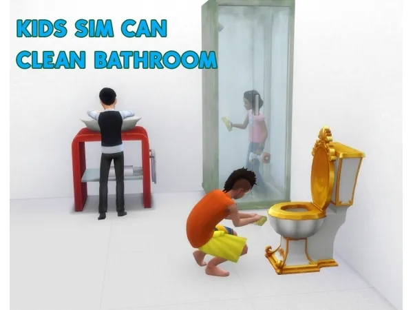 Maxis Match Kids Sim can Clean Bathroom Stuff - The Sims 4 Custom Content
