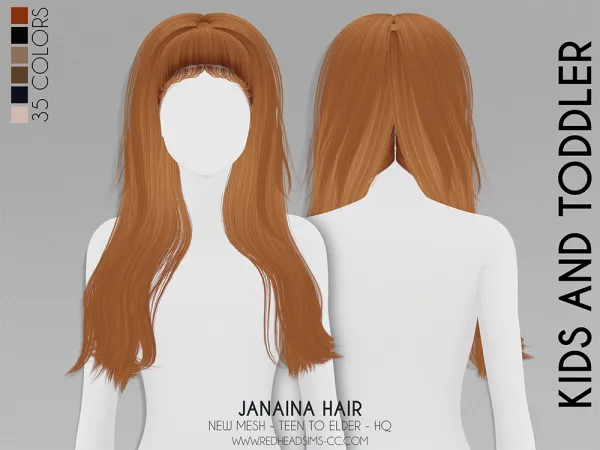 Alpha JANAINA HAIR KIDS AND TODDLER VERSION - The Sims 4 Custom Content