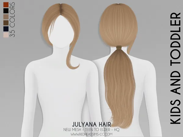 Alpha JULYANA HAIR KIDS AND TODDLER VERSION - The Sims 4 Custom Content