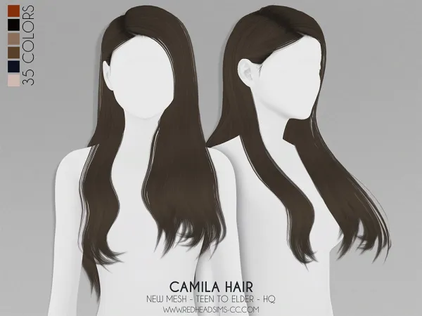 Alpha CAMILA HAIR by redheadsims - The Sims 4 Custom Content
