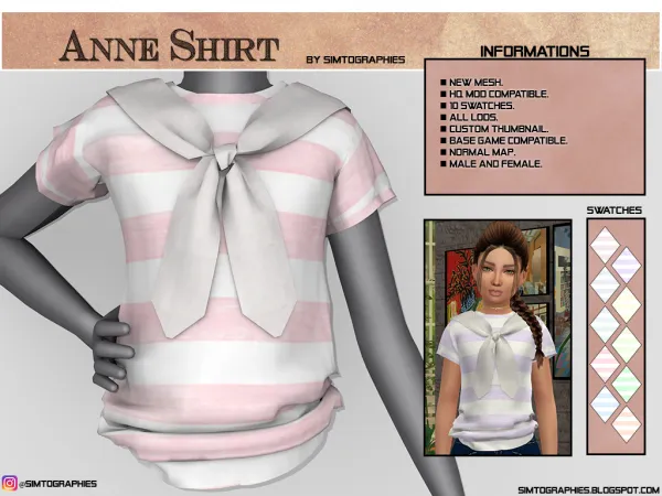 Alpha Anne Shirt - The Sims 4 Custom Content