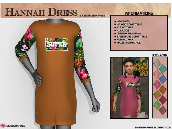 Alpha Hannah Dress - The Sims 4 Custom Content