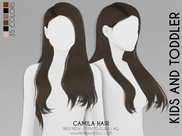 Alpha CAMILA HAIR KIDS AND TODDLER VERSION by redheadsims - The Sims 4 Custom Content