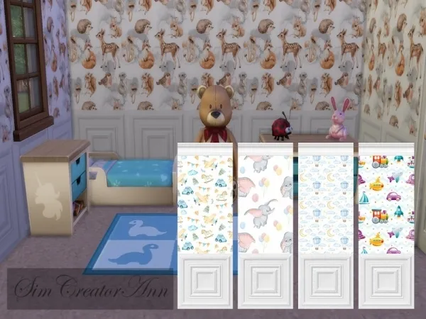 Alpha Sim Creator Ann's Baby Room Wallpaper - The Sims 4 Custom Content