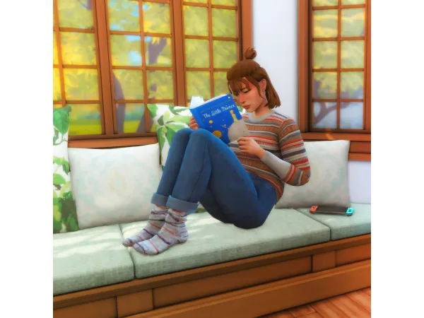 Maxis Match Window Seat Pose Pack by katverse - The Sims 4 Custom Content