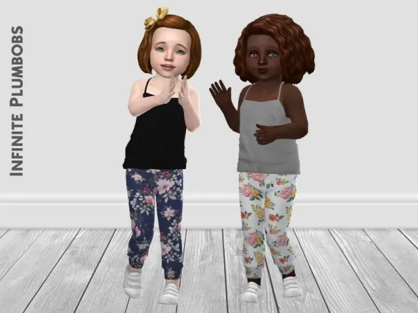 Maxis Match InfinitePlumbobs' IP Toddler Floral Joggers - The Sims 4 Custom Content