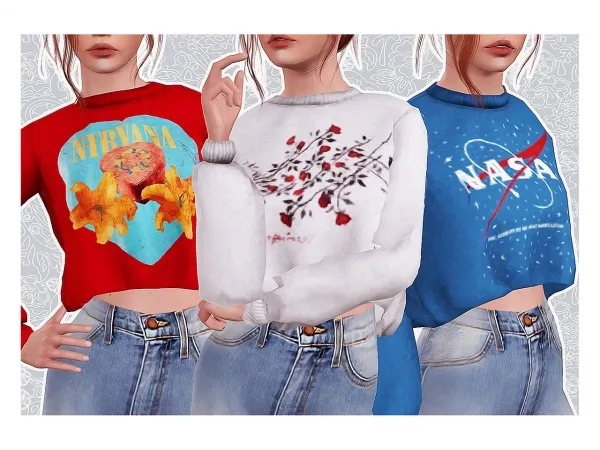 halosims Graphic Sweaters by simsfinds - The Sims 3 Custom Content