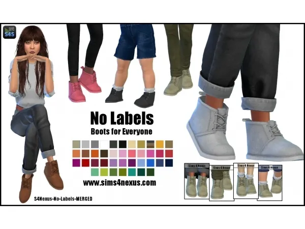 Mix No Labels Boots for Everyone - The Sims 4 Custom Content