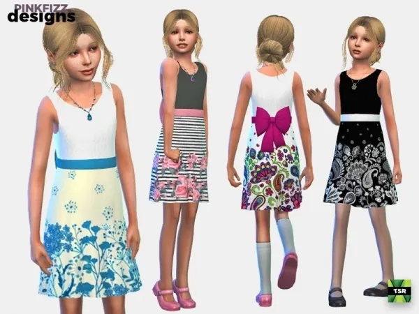 Alpha Pinkfizzzzz's Junior Party Flower Dress - The Sims 4 Custom Content