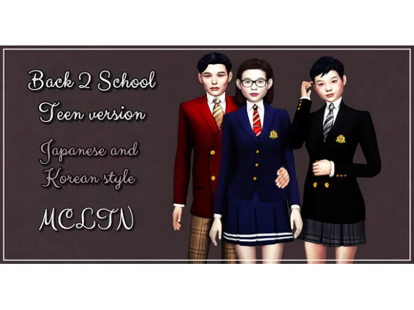 Maxis Match BACK 2 SCHOOL TEEN VERSION JAPANESE AND KOREAN STYLE - The Sims 4 Custom Content