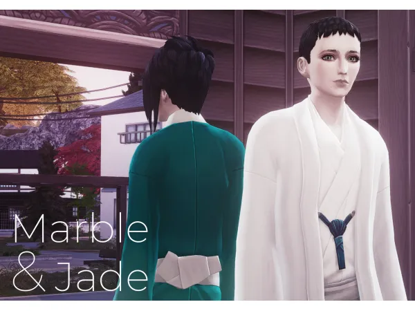 Alpha Marble Jade kimono and yukata recolors by Sionella - The Sims 4 Custom Content