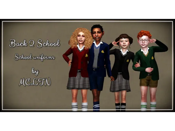 Alpha BACK 2 SCHOOL SCHOOL UNIFORMS FOR KIDS - The Sims 4 Custom Content
