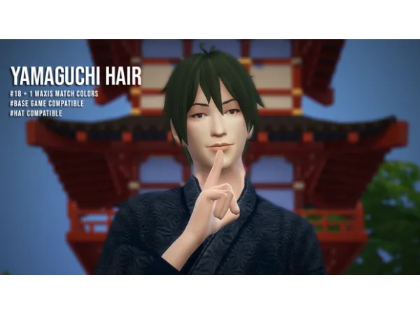 Maxis Match Yamaguchi Tadashi hair by megukiru - The Sims 4 Custom Content
