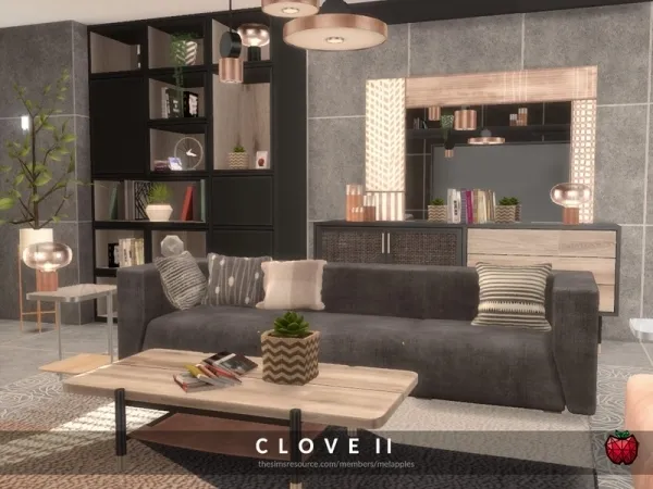 Alpha melapples' Clove living room - The Sims 4 Custom Content