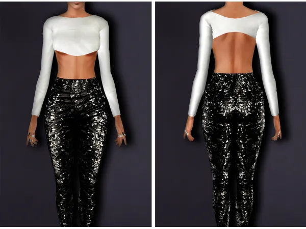Crop Top Long Sleeves and Glitter Highwaist Leggings - The Sims 3 Custom Content