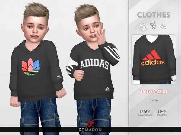 Maxis Match remaron's Adidas Hoodie for Toddler 01 - The Sims 4 Custom Content