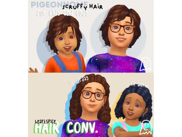 Maxis Match hairs by pigeonhome and heartspice conversions by celestial stars - The Sims 4 Custom Content
