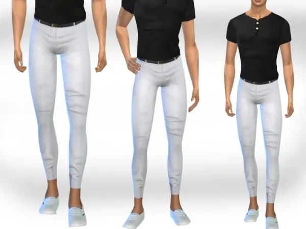 Maxis Match Saliwa's Male Sims Classy White Pants With Belt - The Sims 4 Custom Content