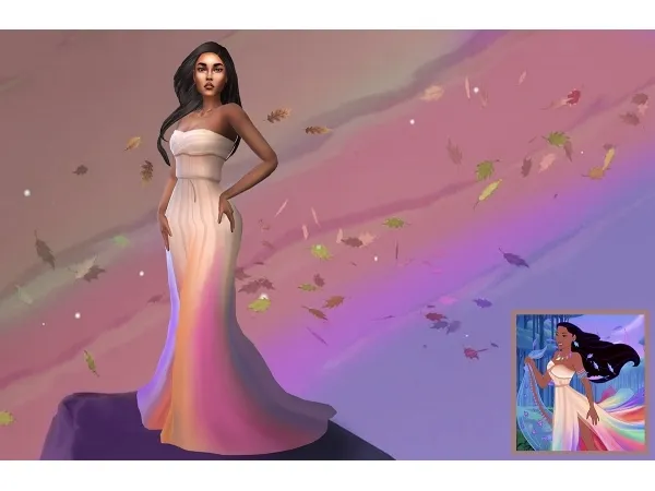 Maxis Match POCAHONTAS RAINBOW DRESS - The Sims 4 Custom Content