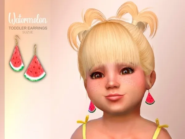 Maxis Match [Suzue] Watermelon Toddler Earrings - The Sims 4 Custom Content