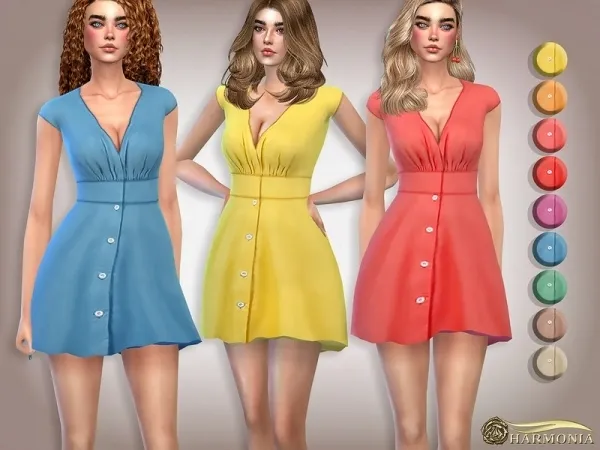 Maxis Match Harmonia's V Neck Flattering Mini Dress - The Sims 4 Custom Content