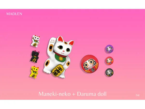 Maxis Match Maneki neko Daruma Doll by Madlen - The Sims 4 Custom Content