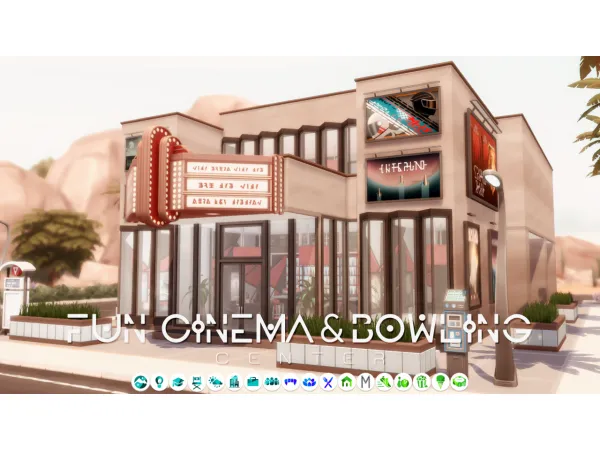Maxis Match fun cinema bowling center - The Sims 4 Custom Content