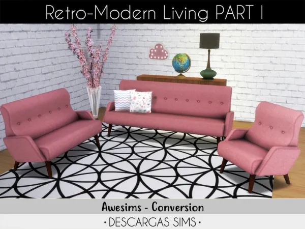 Alpha Retro Modern Living PART 1 - The Sims 4 Custom Content