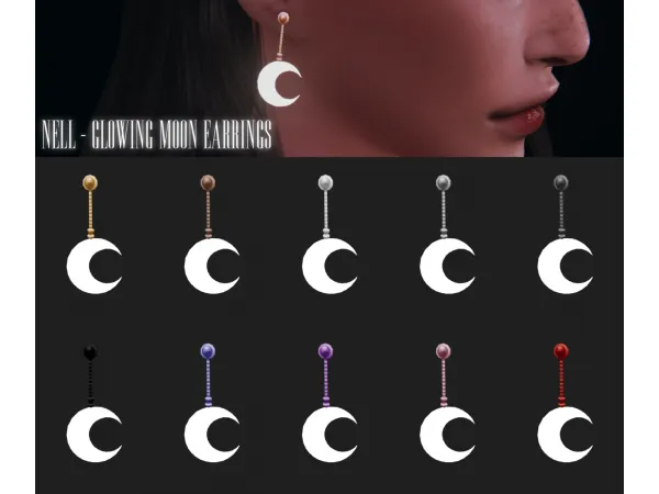 Alpha Glowing Moon Earrings - The Sims 4 Custom Content