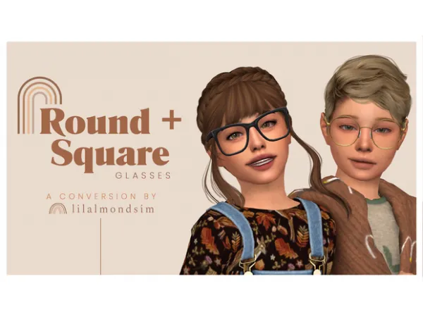 Maxis Match Round Square glasses by lilalmondsim - The Sims 4 Custom Content