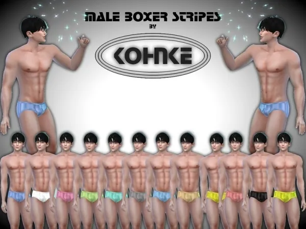 Sims 4 Mix Slips de Baño CC: CHKohnke's Kohnke Male Boxer Stripes