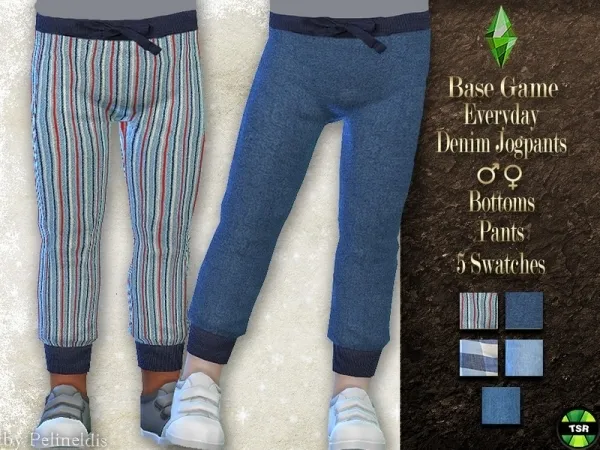 Maxis Match Pelineldis' Toddler Denim Sweatpants - The Sims 4 Custom Content