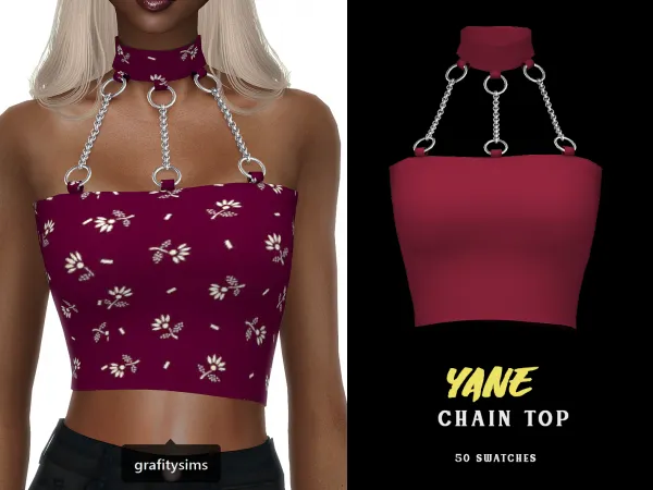 Alpha Yane Chain Top - The Sims 4 Custom Content
