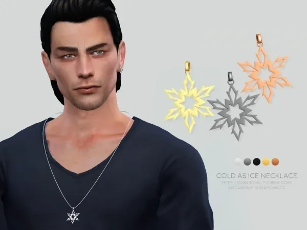 Alpha sugar owl's Cold As Ice necklace Male version - The Sims 4 Custom Content