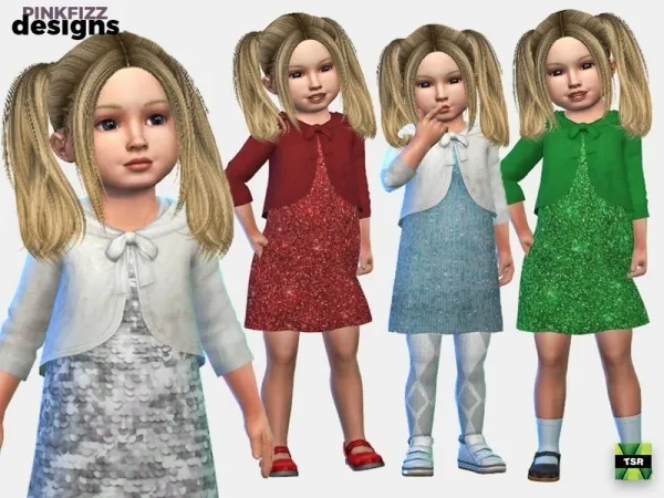Alpha Pinkfizzzzz's Tiny Junior Glitter Dress - The Sims 4 Custom Content