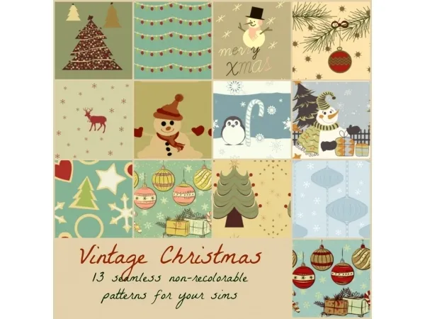 Vintage Christmas Patterns - The Sims 3 Custom Content