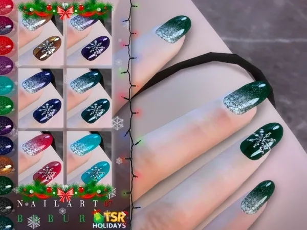 Alpha Bobur3's Holiday Wonderland Nails 07 by Bobur - The Sims 4 Custom Content