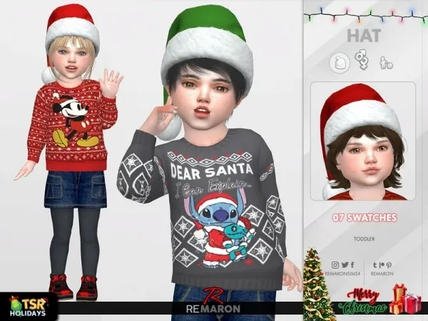 Alpha remaron's Holiday Wonderland Santa hat for Toddler - The Sims 4 Custom Content