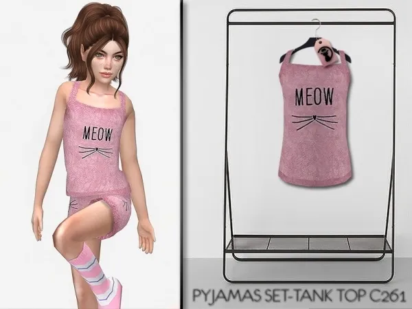 Alpha turksimmer's Pyjamas Set Tank Top C261 - The Sims 4 Custom Content