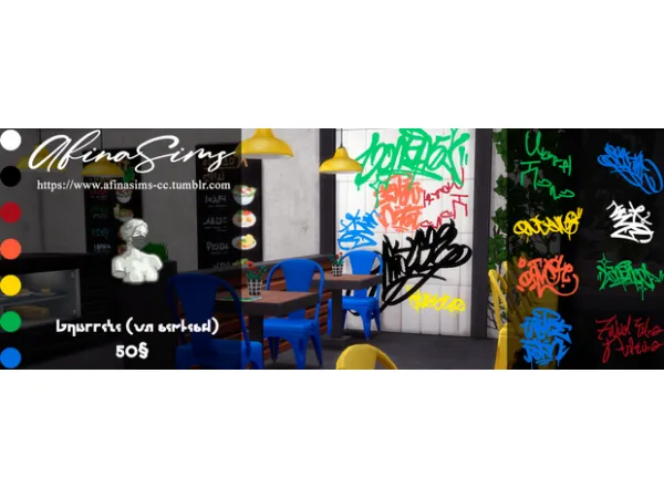 Alpha Graffiti (on simlish) by AfinaSims - The Sims 4 Custom Content