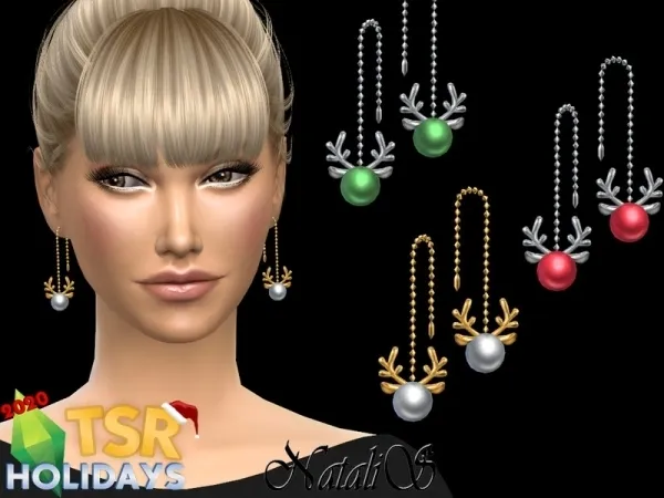 Alpha Winter Wonderland_NataliS_ Xmas reindeer earrings - The Sims 4 Custom Content