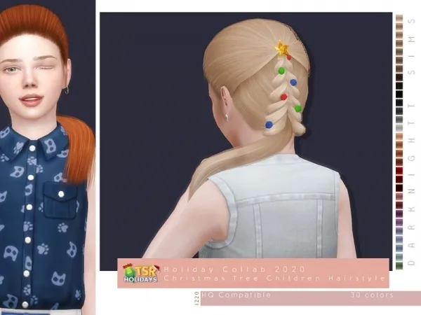 Alpha DarkNighTt's Holiday Wonderland Christmas Tree Hairstyle for Children - The Sims 4 Custom Content