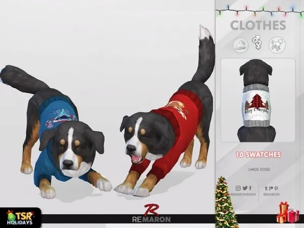 Alpha remaron's Holiday Wonderland Christmas Sweater for Large Dogs 01 - The Sims 4 Custom Content