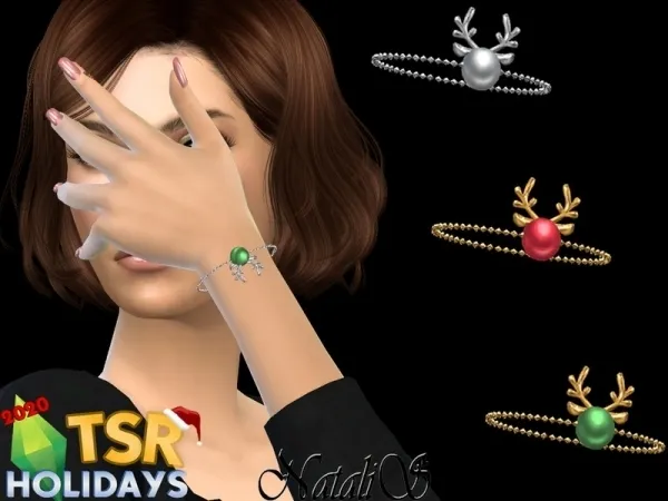 Alpha Winter Wonderland_NataliS_ Xmas reindeer bracelet - The Sims 4 Custom Content