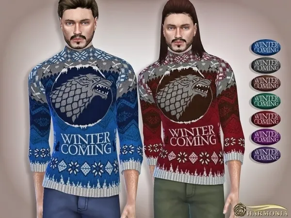 Maxis Match Harmonia's Winter Is Coming Knitted Christmas Sweater - The Sims 4 Custom Content